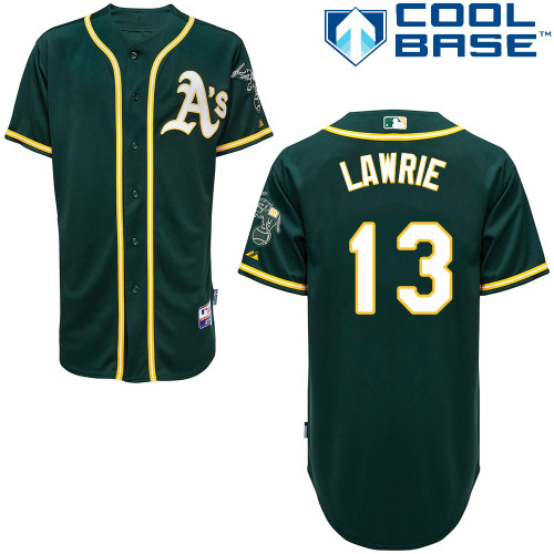 Brett Lawrie #13 MLB Jersey-Oakland Athletics Men's Authentic Alternate Green Cool Base Baseball Jersey